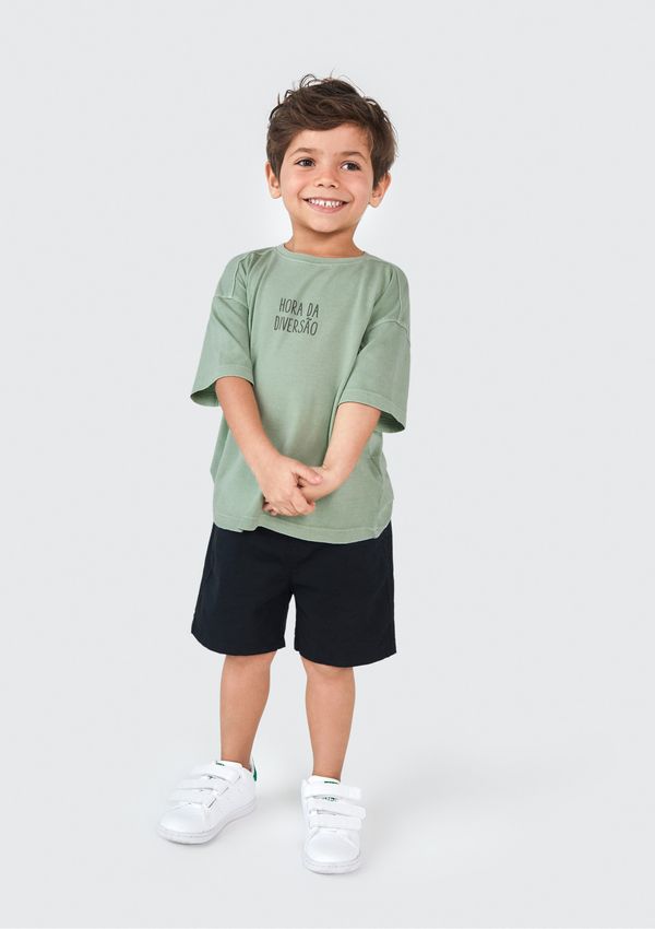 Bermuda Infantil Menino Toddler Chino Em Sarja - Preto 001