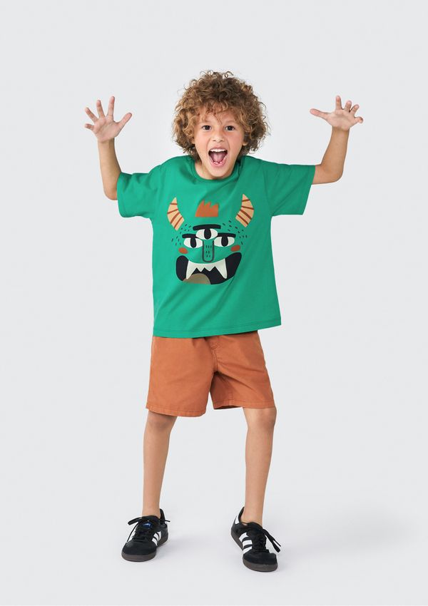 Camiseta Infantil Unissex Com Apliques - Verde 002
