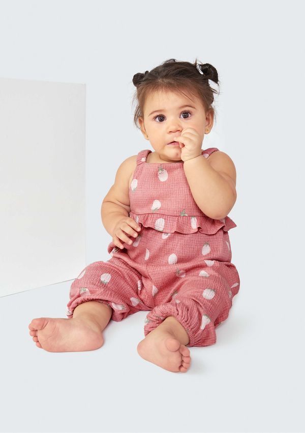 Macacão Regata Bebê Menina Estampado - Rosa 24M
