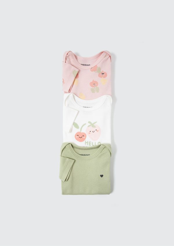 Kit Com 3 Bodies Bebê Menina Em Ribana - Multicolorido 24M