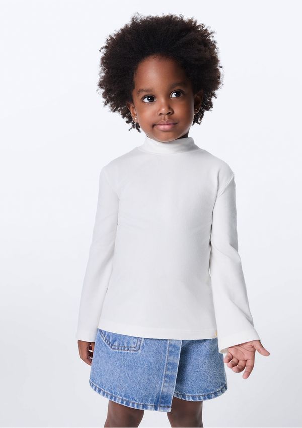 Blusa Infantil Menina Toddler Gola Alta - Off white 001