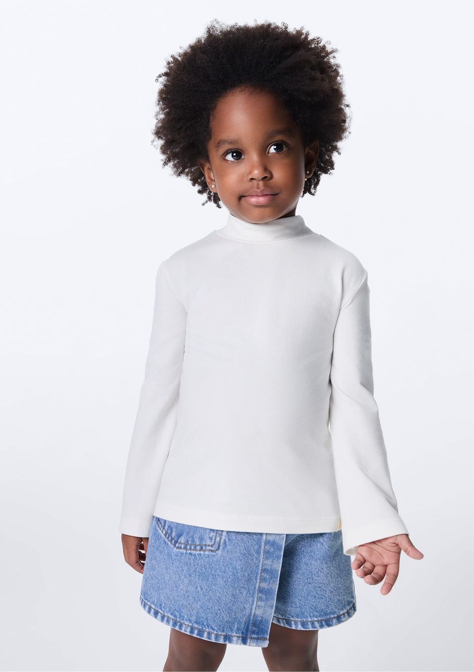 Blusa Infantil Menina Toddler Gola Alta - Off White