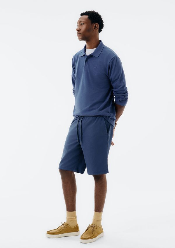 Bermuda Básica Masculina Reta Em Sarja - Azul P