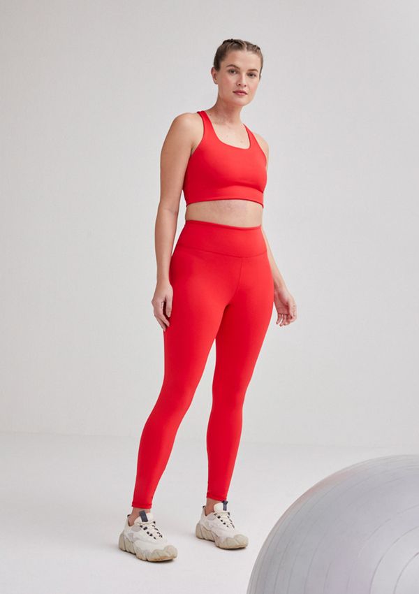 Calça Legging Feminina Esportiva Básica Biodegradável - Vermelho XP