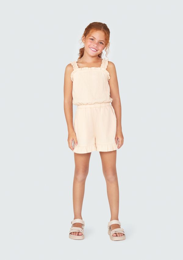 Macaquinho Infantil Menina Com Babado - Bege 012