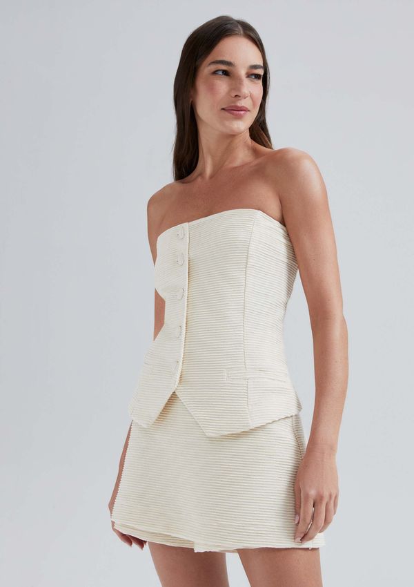 Blusa Sem Alças Texturizada - Creme P