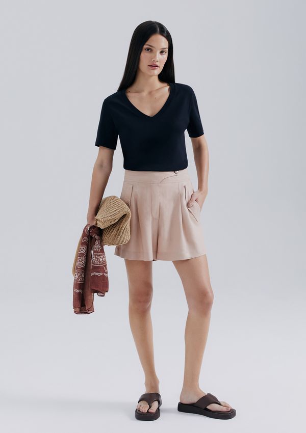 Shorts Feminino Com Linho - Bege 036