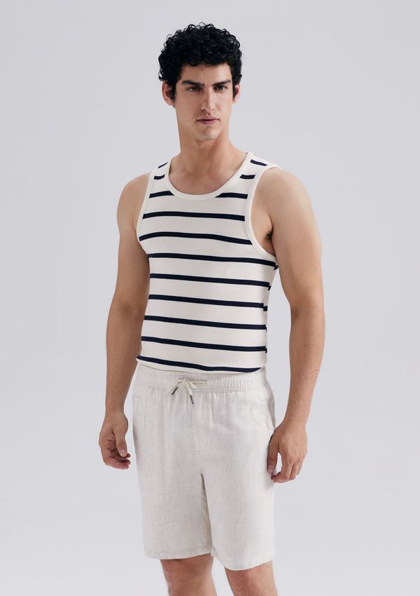 Bermuda Masculina Texturizada Com Linho - Bege M