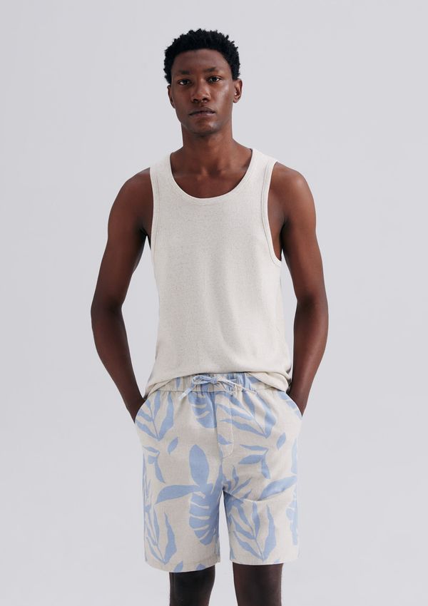 Bermuda Masculina Estampada Com Linho - Azul P