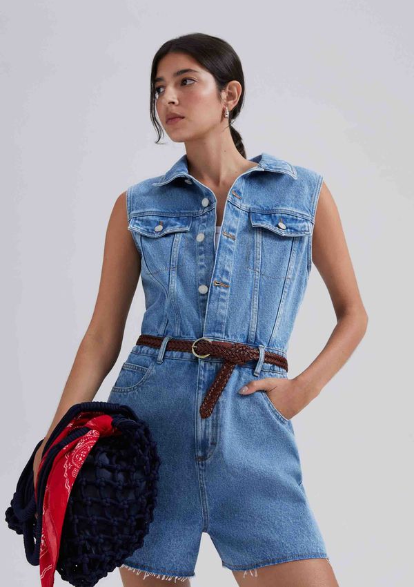 Macacão Jeans Feminino - Azul M