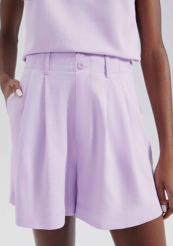 Shorts Feminino Em Alfaiataria Com Linho - Lilás 042
