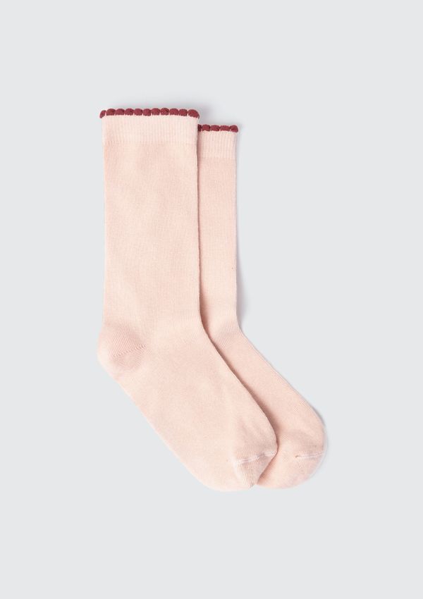 Meia Infantil Menina Cano Alto Com Fru Fru - Rosa M