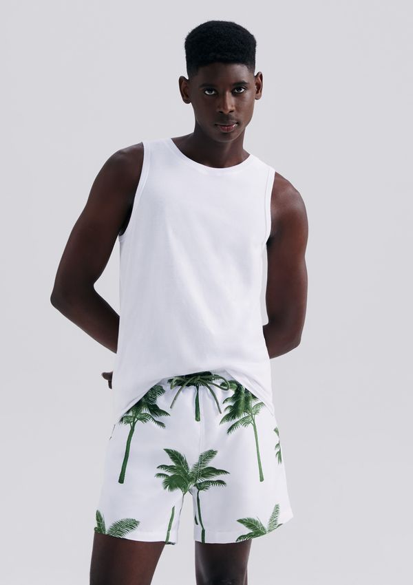 Shorts Praia Masculino Estampado - Branco G