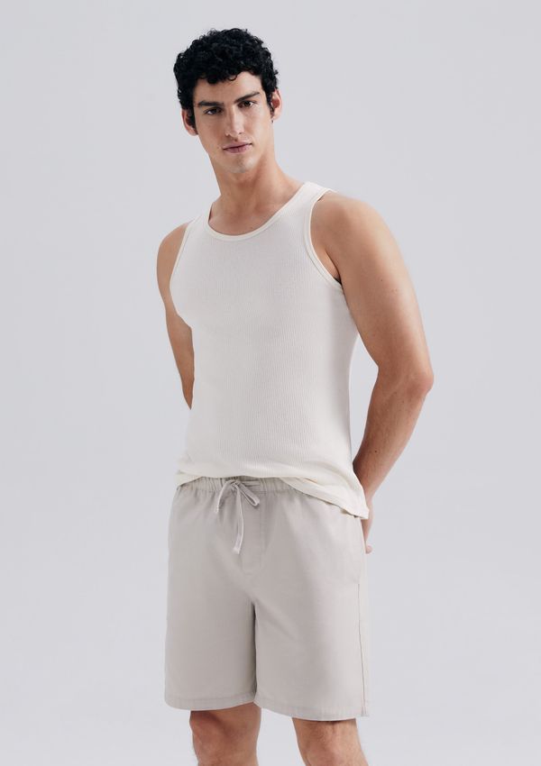Bermuda Masculina Em Sarja Com Linho - Marrom G