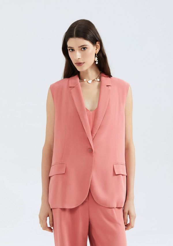 Colete Feminino Alongado Em Peach Touch - Rosa XP