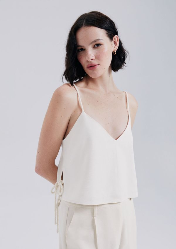 Regata Feminina Com Linho - Creme P