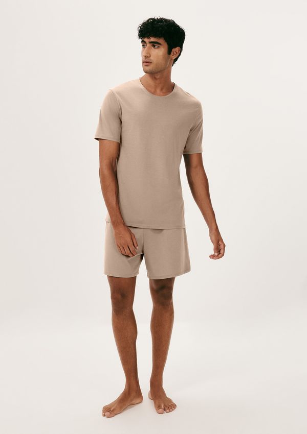 Pijama Curto Masculino Comfort Em Algodão Pima - Marrom XXG