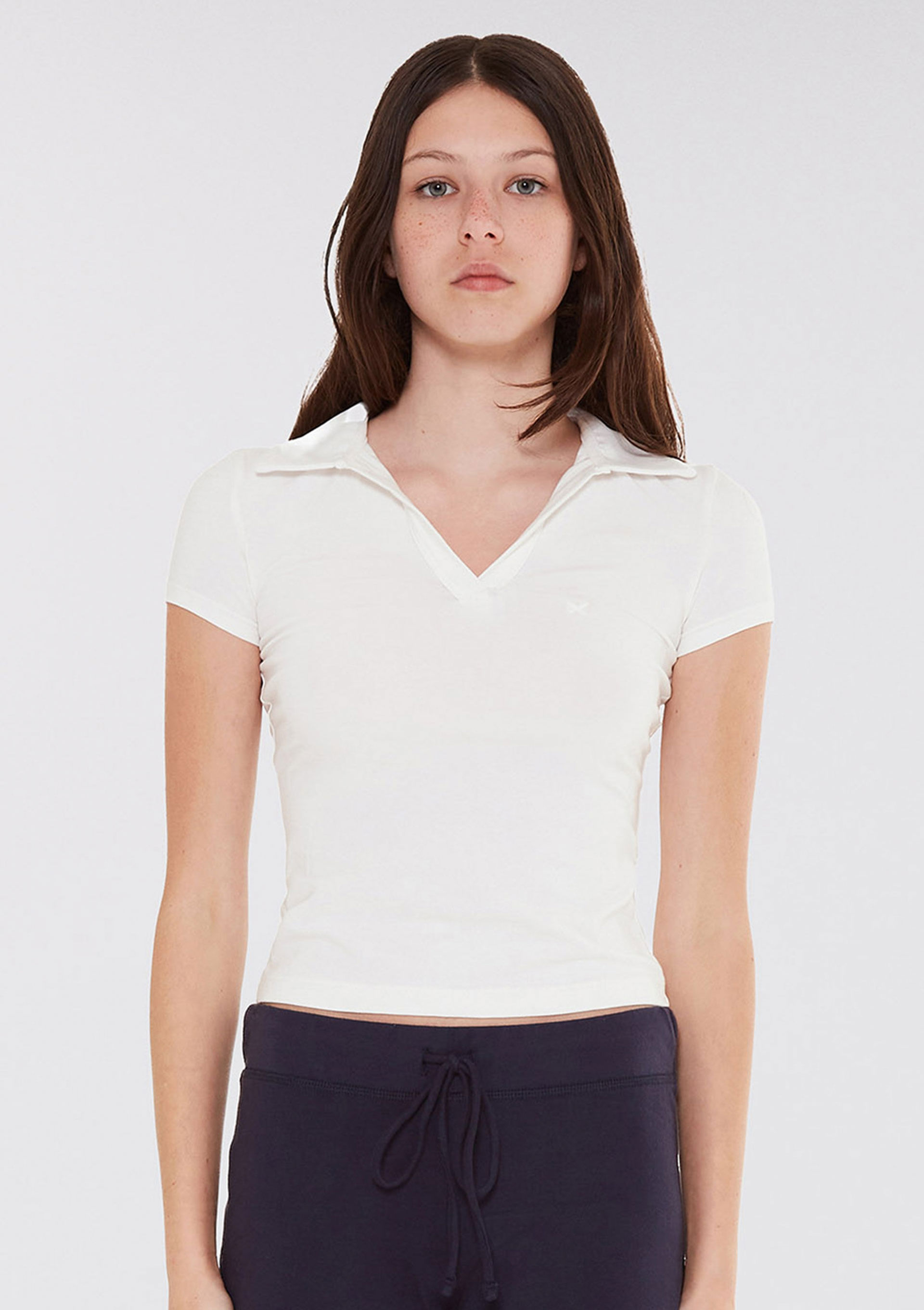 Polo Teen Manga Curta Com Bordado - Off white