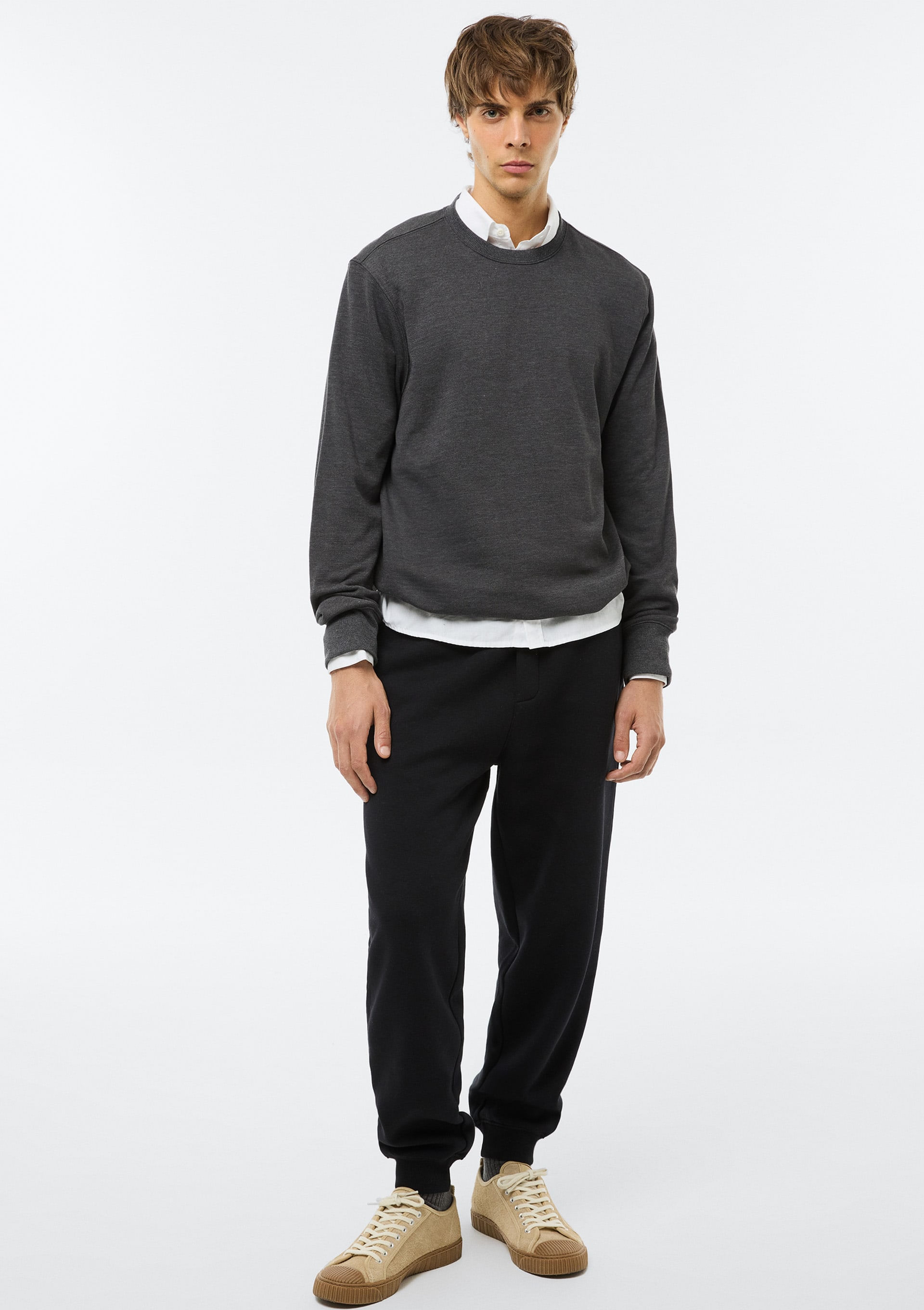 Calça Básica Masculina Jogger Em Moletom Peluciado - Preto