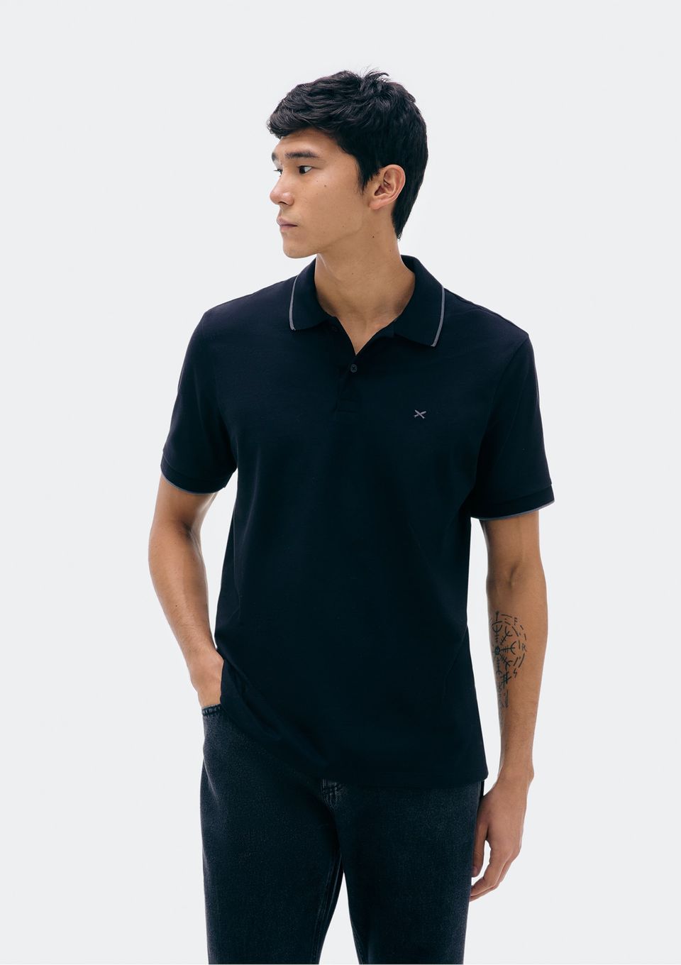 Camisa Polo Básica Masculina Super Cotton com Bordado - Preto