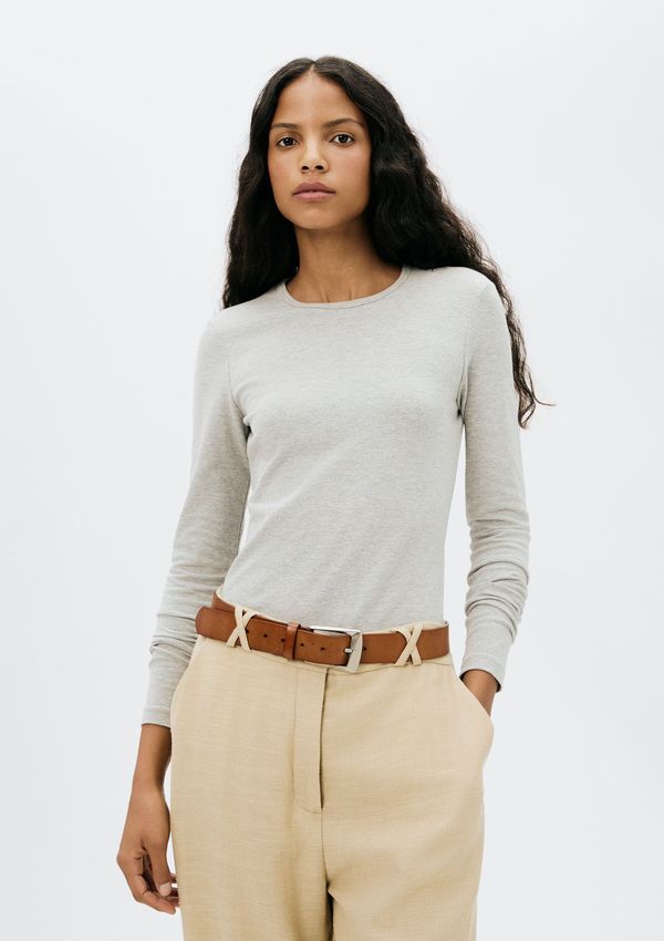 Blusa Básica Feminina Manga Longa Slim - Cinza XP