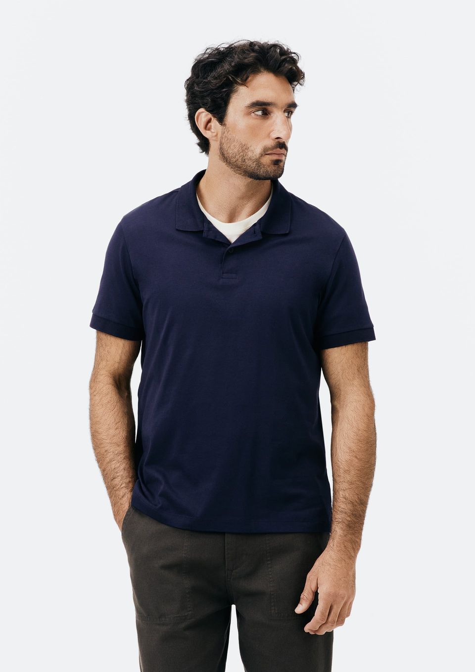 Camisa Polo Básica Masculina Manga Curta Pima - Azul