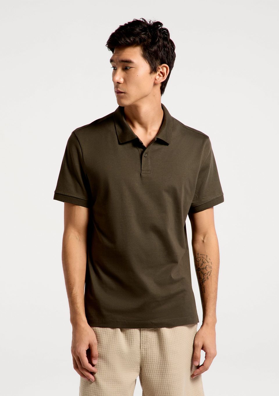 Camisa Polo Básica Masculina em Algodão Pima - Verde