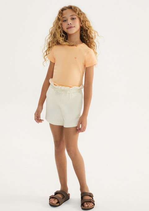 Shorts Básico Infantil Menina Clochard em Moletom - Amarelo — Hering