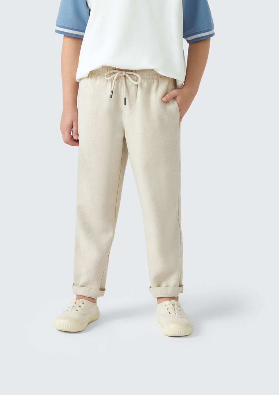 Calça Infantil Menino Tradicional com Linho - Bege