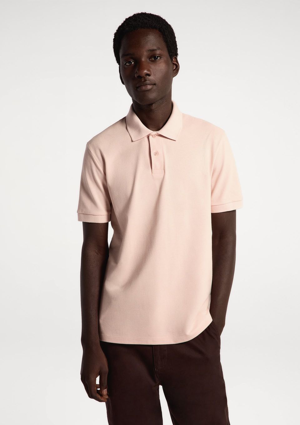 Camisa Polo Básica Masculina Manga Curta em Piquet - Rosa