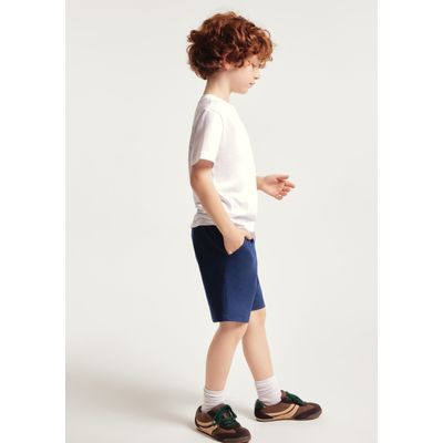 Bermuda Básica Infantil Menino Em Moletom - Azul