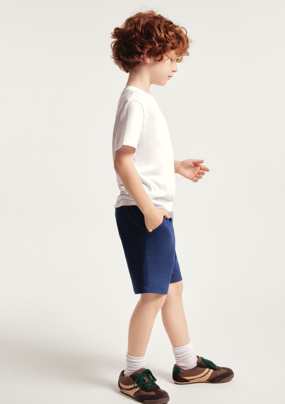 Bermuda Básica Infantil Menino em Moletom - Azul
