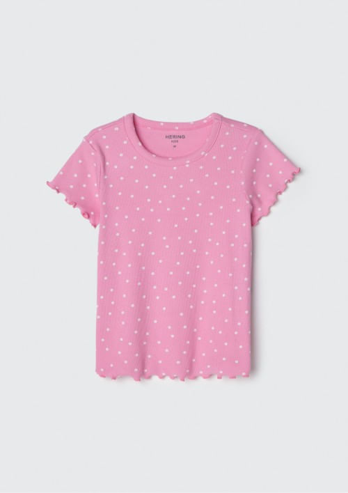 Blusa Infantil Menina Manga Curta em Ribana Estampada - Rosa