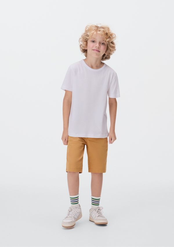 Bermuda Básica Infantil Menino Em Sarja - Amarelo 010
