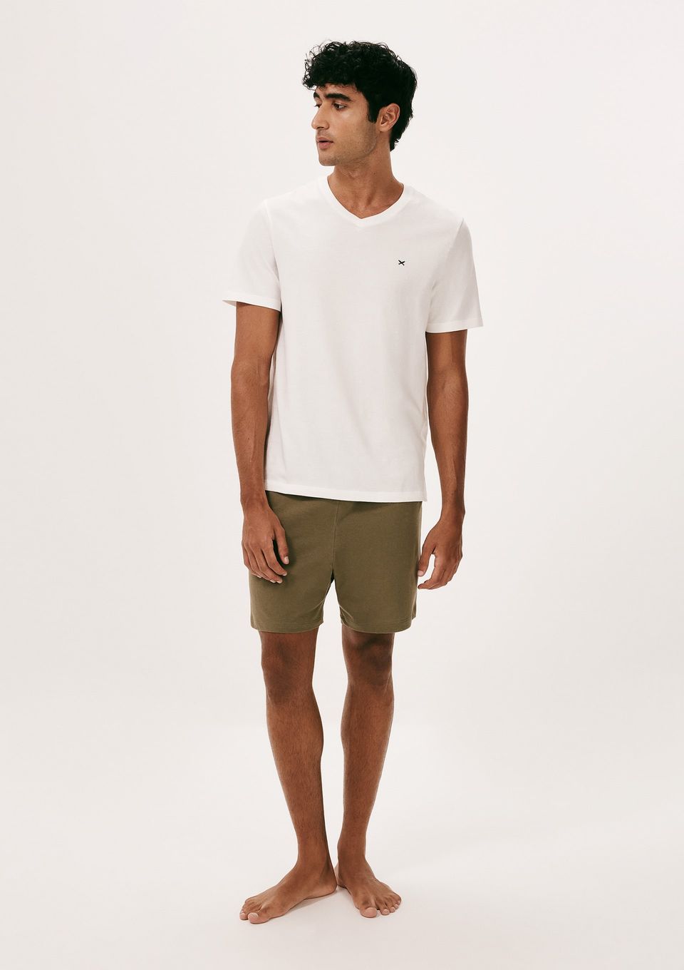 Pijama Masculino Curto em Algodão - Off White
