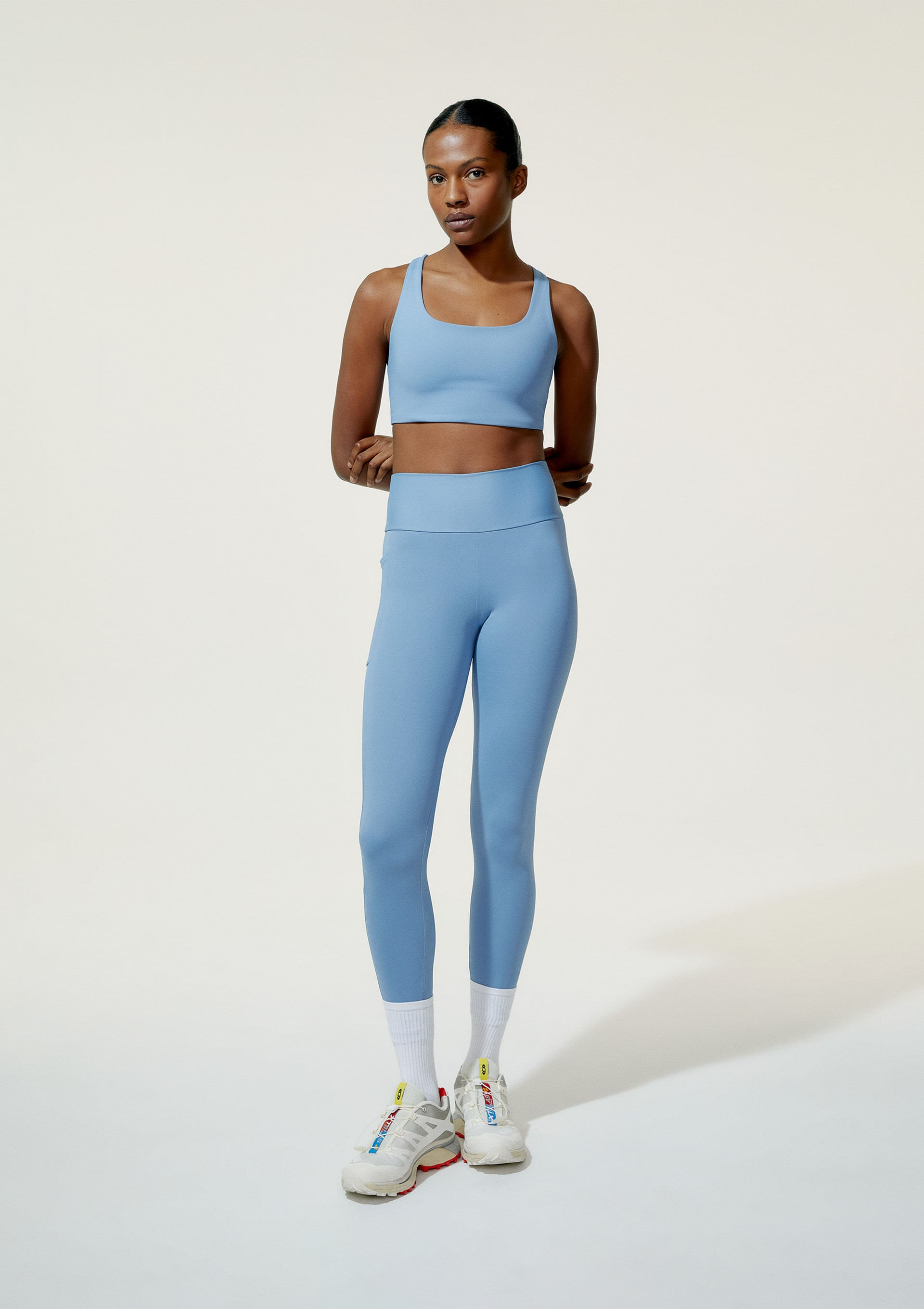 Calça Legging Feminina Esportiva Com Fio LYCRA® - Azul