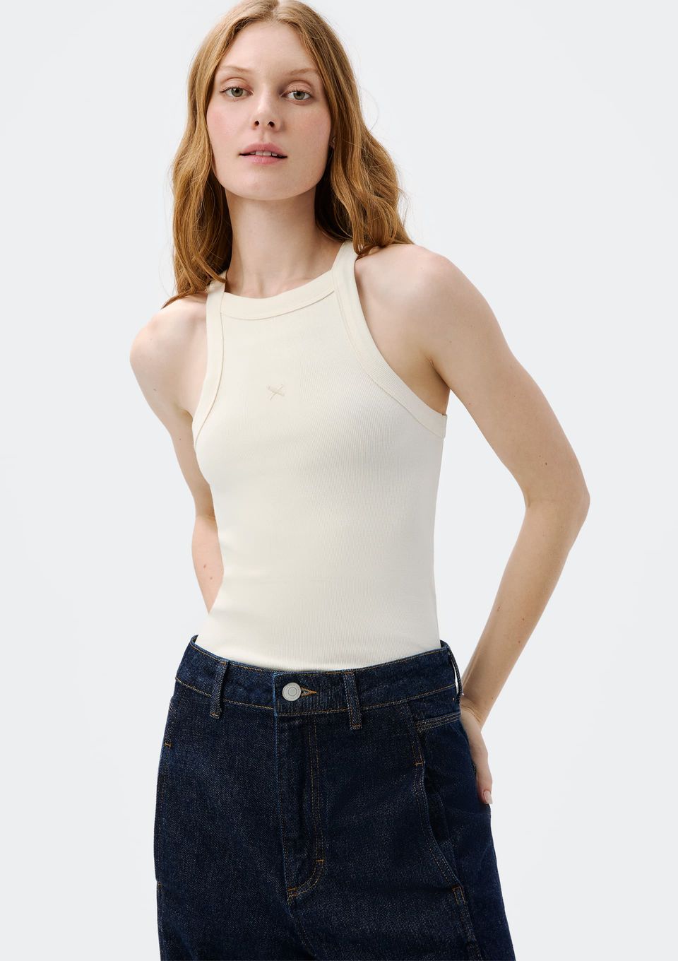Regata Feminina Hit com Bordado - Creme