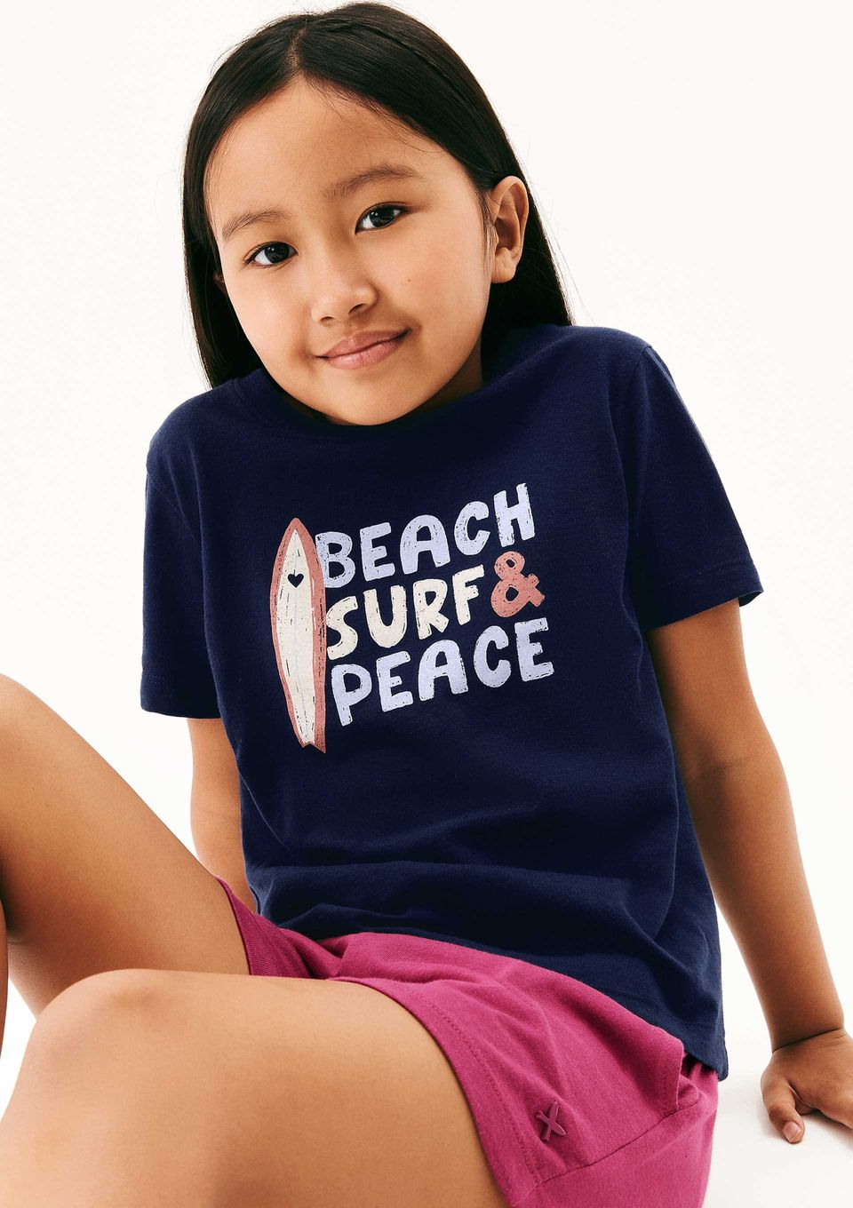 Blusa Infantil Menina Manga Curta com Estampa - Azul