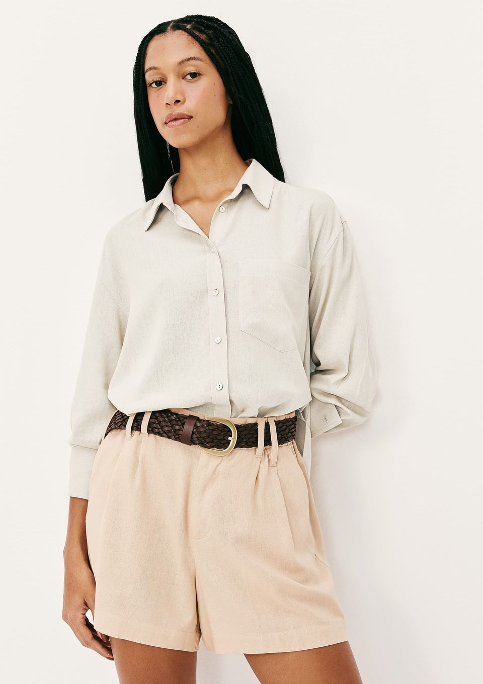Camisa Feminina Manga Longa Oversized - Off White