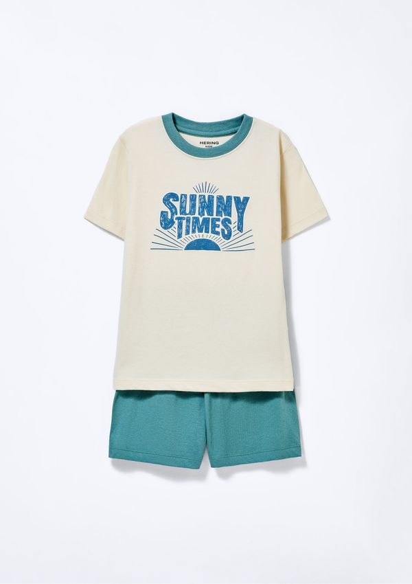 Pijama Infantil Menino Curto Com Estampa - Creme 014