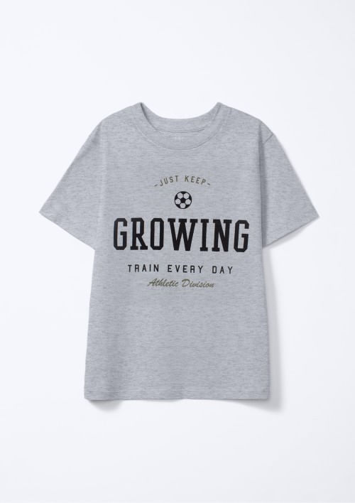 Camiseta Infantil Menino Manga Curta com Estampa - Cinza
