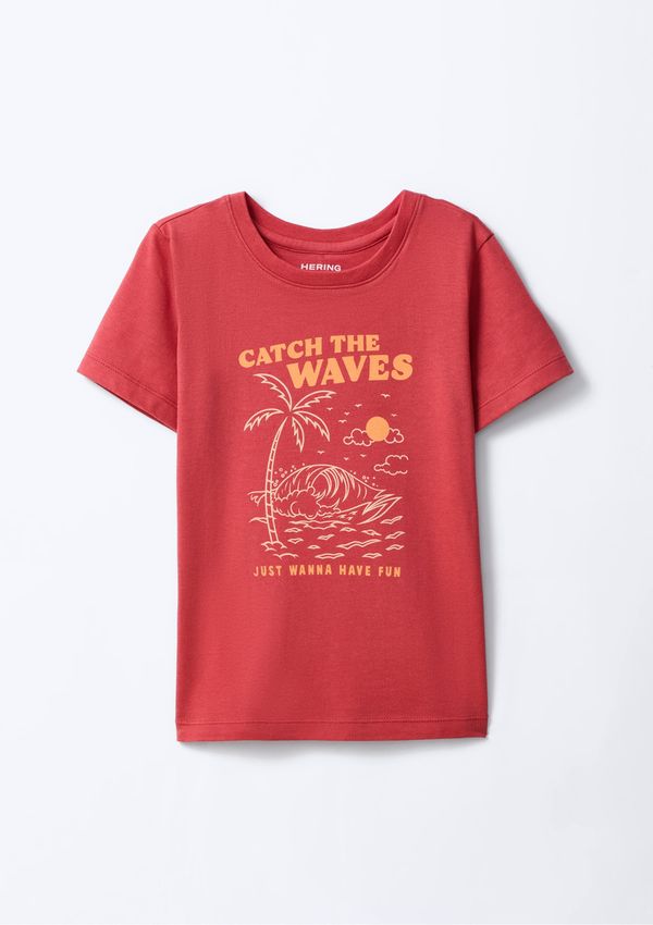 Blusa Infantil Menina Manga Curta Com Estampa - Vermelho 004