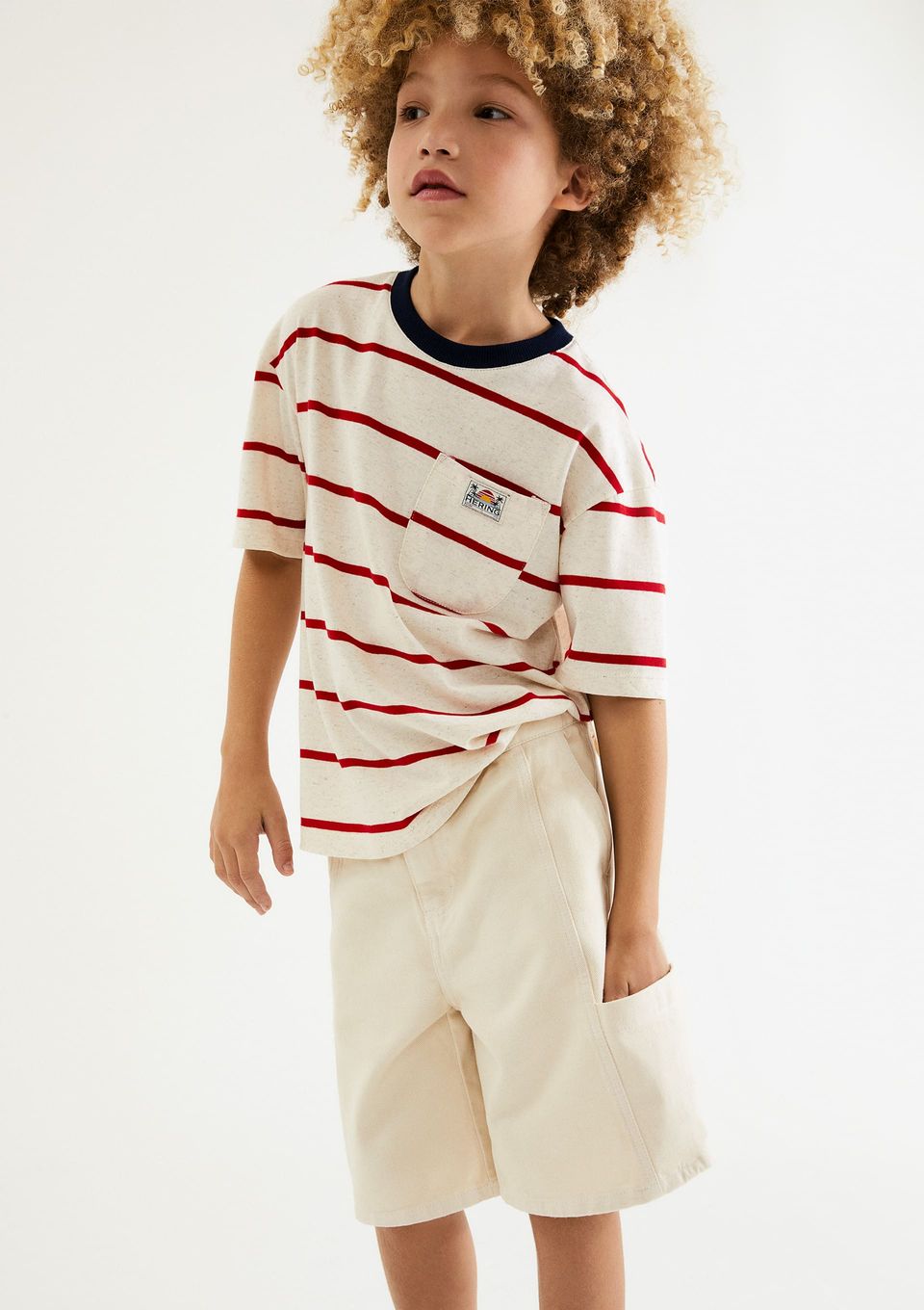 Bermuda Infantil Menino Reta em Sarja - Creme