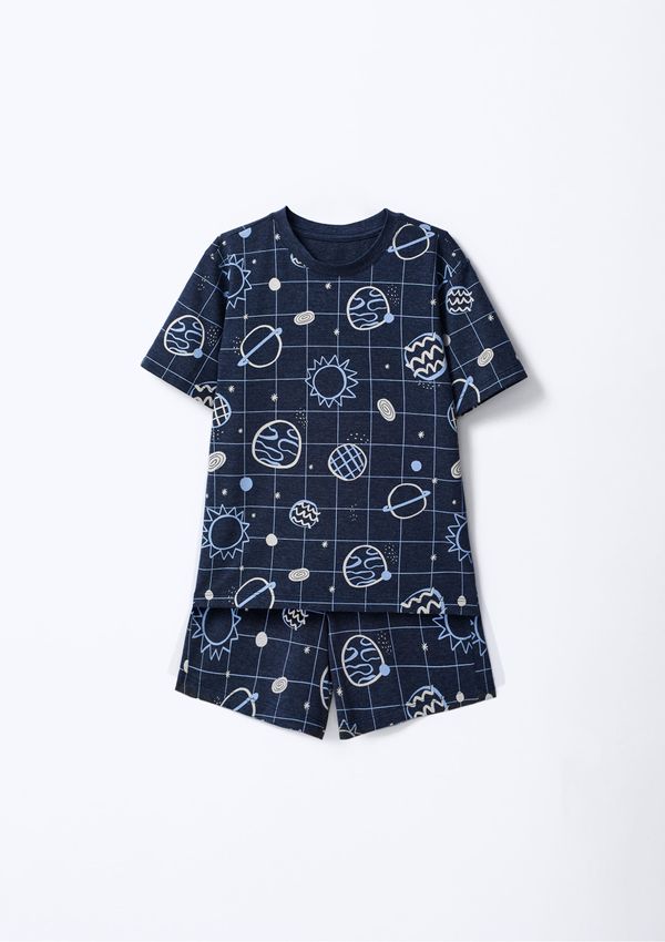 Pijama Curto Infantil Menino Box Estampado - Azul 004