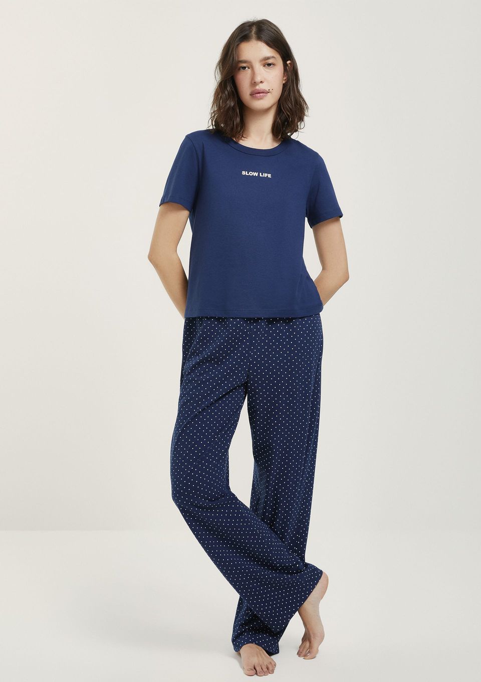 Pijama Longo Feminino Estampado - Azul
