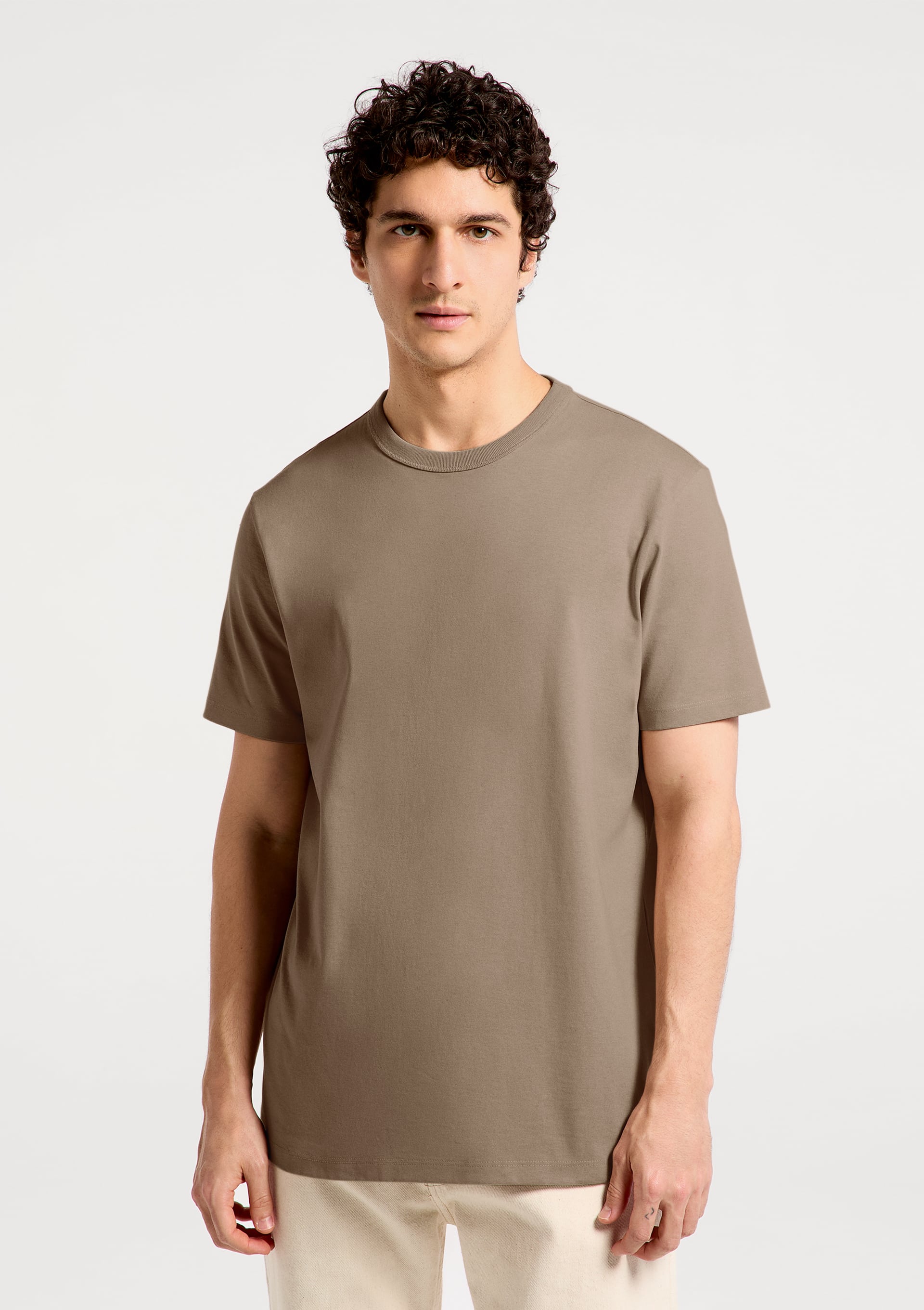 Camiseta Básica Masculina Comfort Super Cotton - Marrom