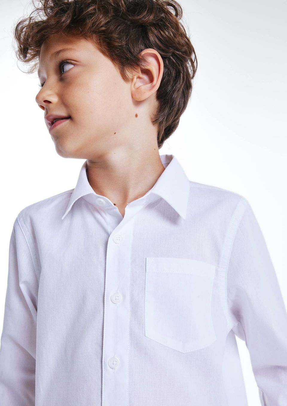 Camisa Infantil Menino em Tricoline - Branco