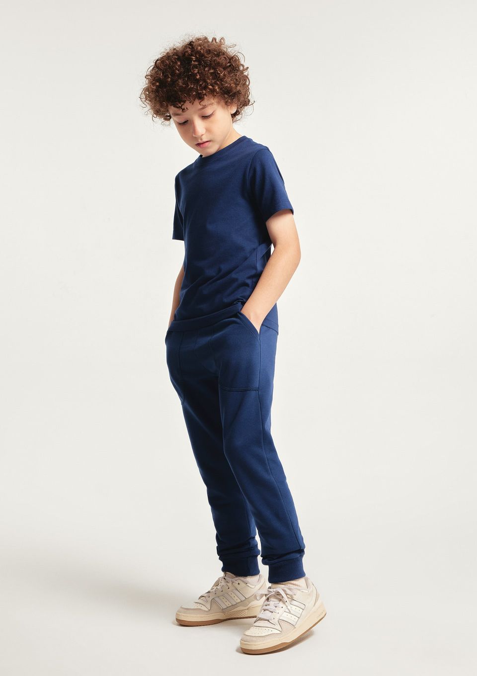 Calça Básica Infantil Menino em Moletom Peluciado com Bolso - Azul
