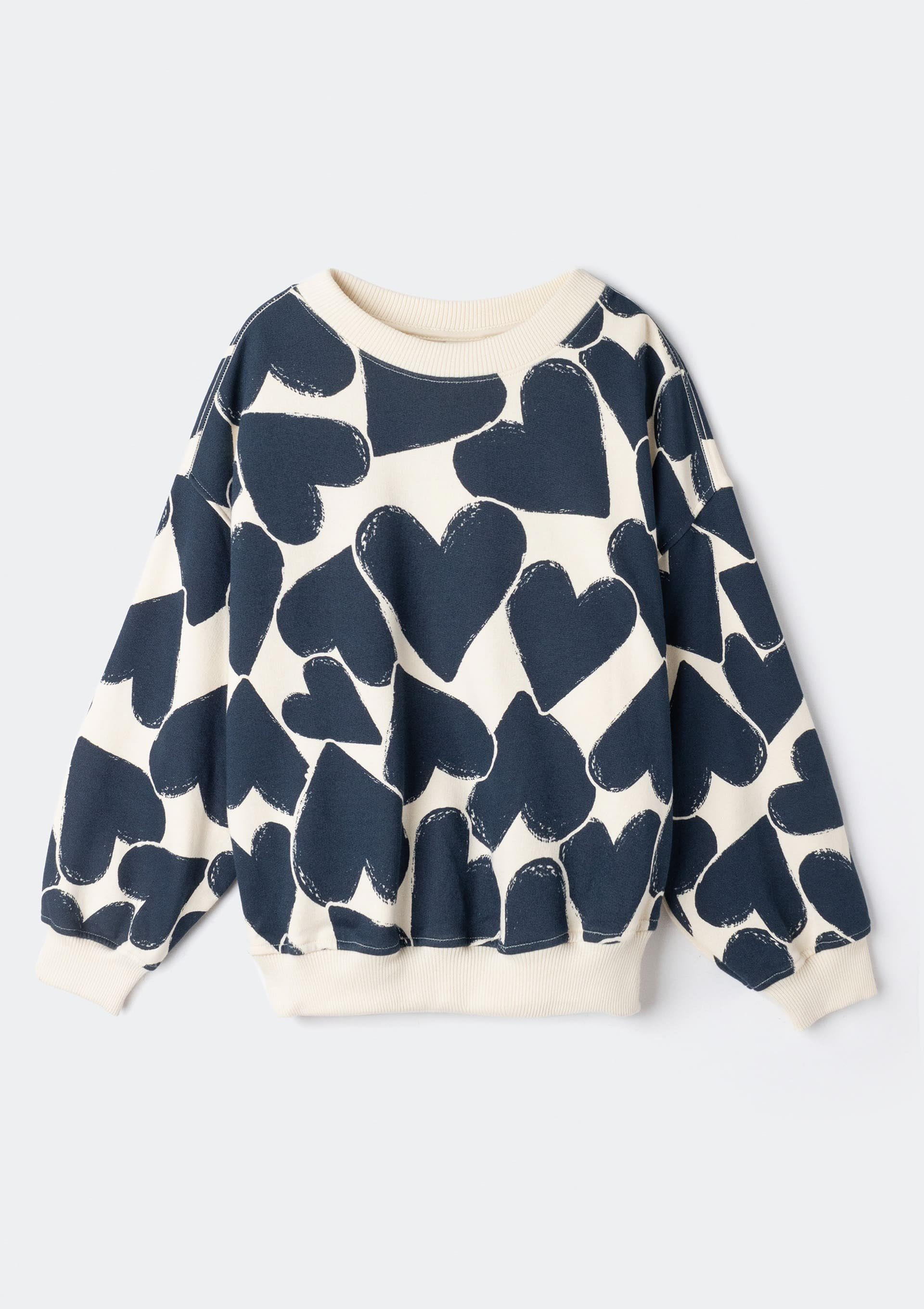 Blusão Infantil Menina Oversized Em Moletom Estampado - Azul