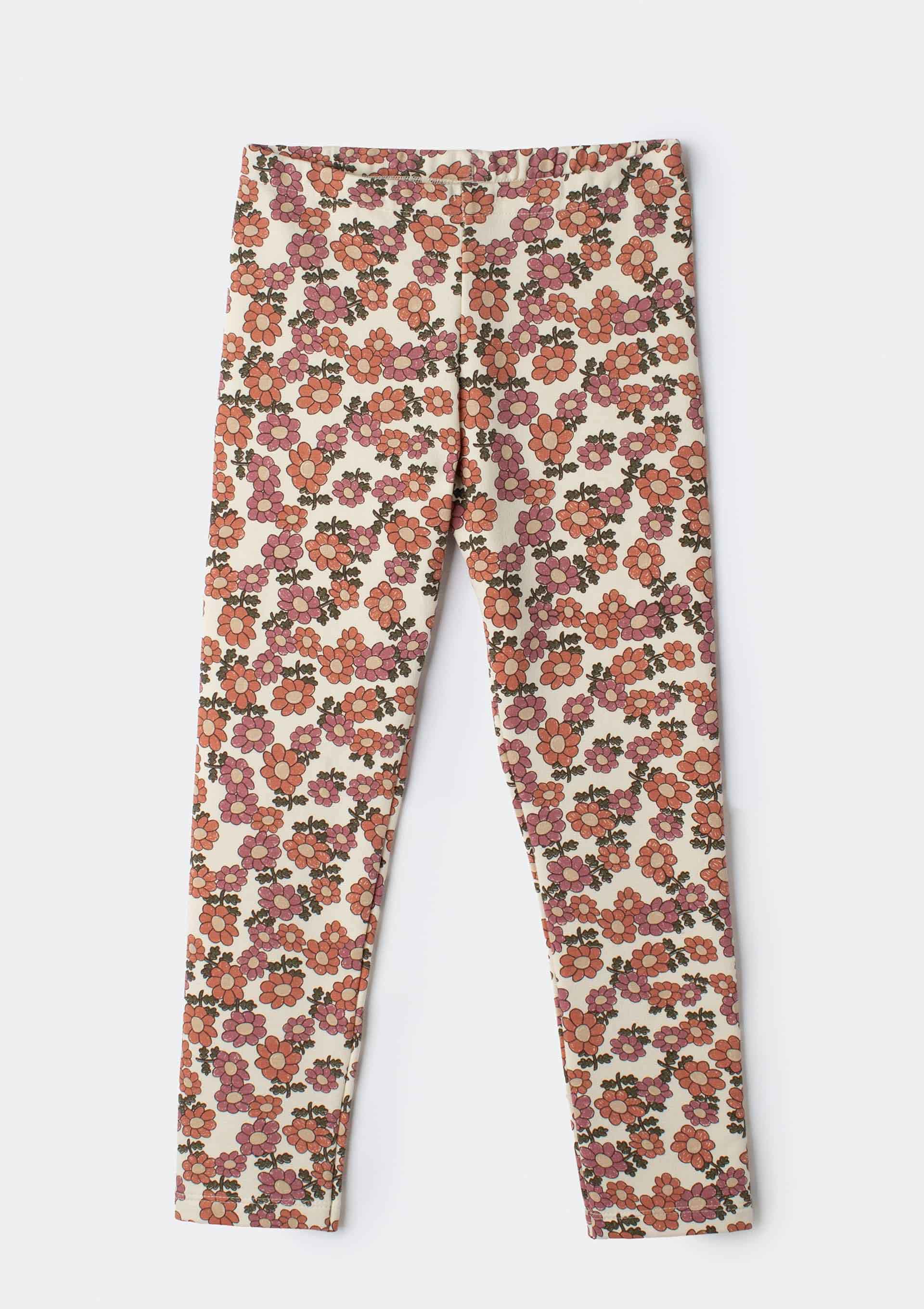 Calça Legging Infantil Em Malha Estampada - Rosa